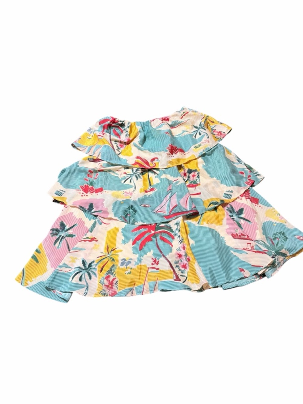 💙 True Destinations tropical collection Ruffle Tiered Mini dress